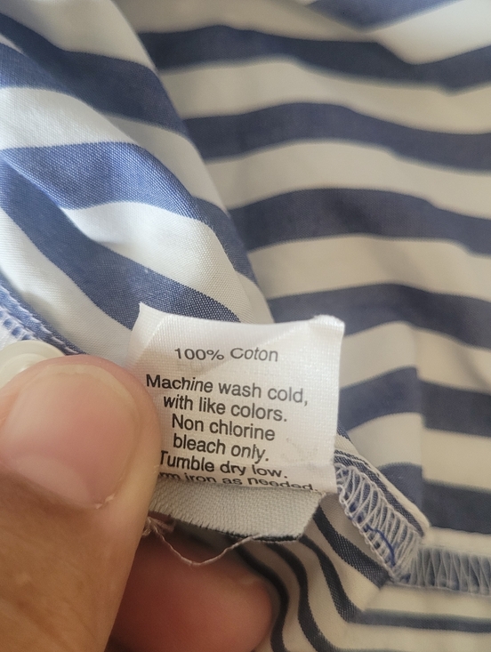 Madewell Shirt Womens Medium Blu Striped Cotton Buttons Collared Relaxed Coastal - Picture 4 of 5